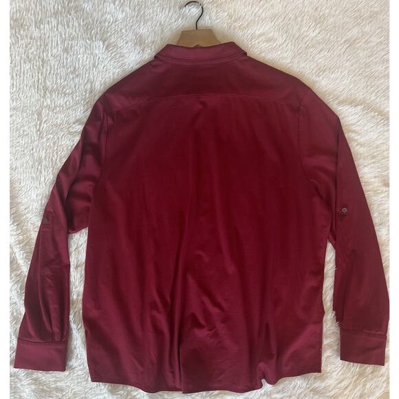 Tommy Bahama Womens Button Blouse Size XL 100% Cotton Roll Tab Casual Burgundy - Picture 11 of 11